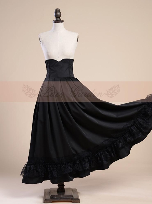 Retro Victoria Girdle Black Big Lower Hem Flounced Skirt