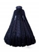 Black Long Sleeves Gothic Victorian Dress with Lace Cape