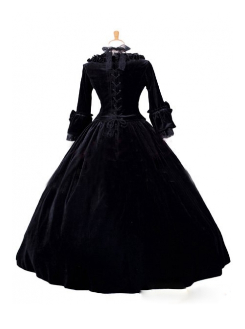 Gothic Victorian Black Velvet Ball Gowns