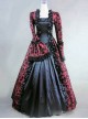 Victorian Marie Antoinette Wine Red and Black Masked Ball Dress