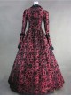 Victorian Marie Antoinette Wine Red and Black Masked Ball Dress