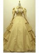 Victorian Classic Gothic Yellow Cotton Long Sleeves Dress