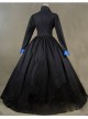 Victorian Gothic Black and Blue Long Sleeves Dress