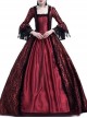 Gothic Red Satin Black Lace Masquerade Costume Victorian Dress