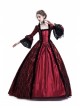 Gothic Red Satin Black Lace Masquerade Costume Victorian Dress