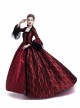 Gothic Red Satin Black Lace Masquerade Costume Victorian Dress