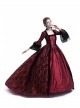 Gothic Red Satin Black Lace Masquerade Costume Victorian Dress