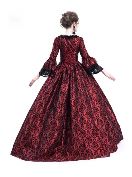 Gothic Red Satin Black Lace Masquerade Costume Victorian Dress - Magic Wardrobes Gothic Red Satin Black Lace Masquerade Costume Victorian Dress - Magic Wardrobes