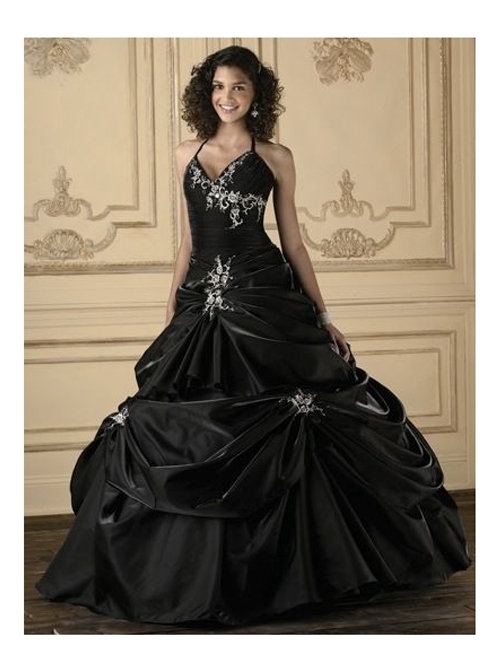 Gothic Ball Gown Black Embroidery Wedding Dress