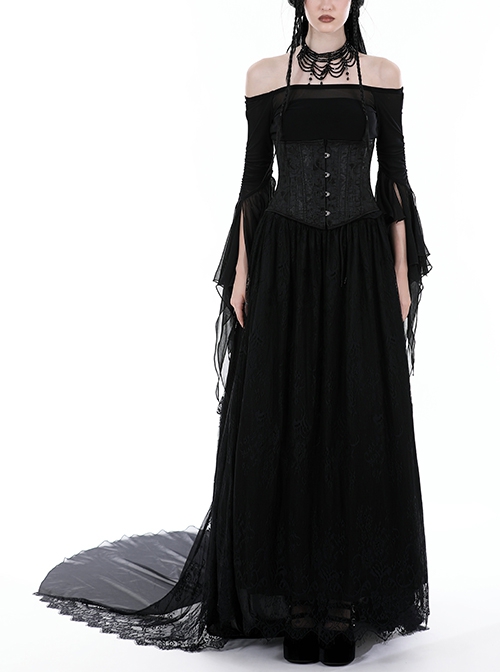 Gothic Ruffled Lace Tiered Skirt for Dark Romantic Style