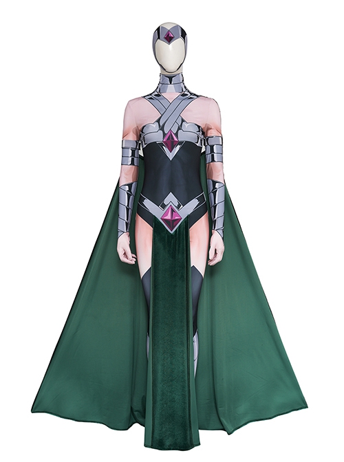 Creature Commandos Circe Cosplay Costume Green Cloak Black Top