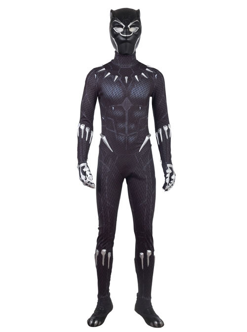 Black Panther T'Challa Black Printing Version Battle Suit Halloween ...