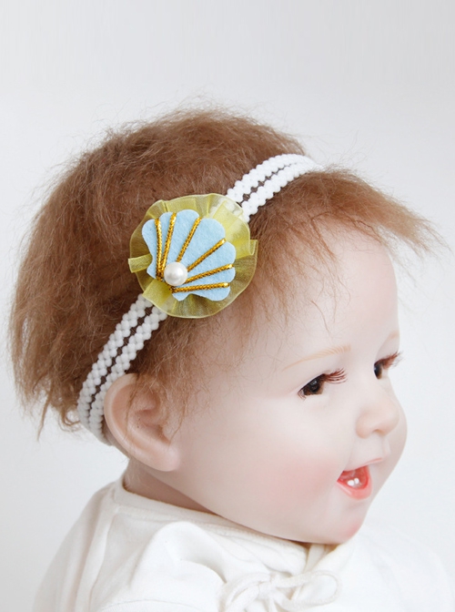 Cute And Fashionable Net Yarn Pearl Shell Baby Girl Baby Birthday One-Year- Old Elastic Hair Band - Magic Wardrobes