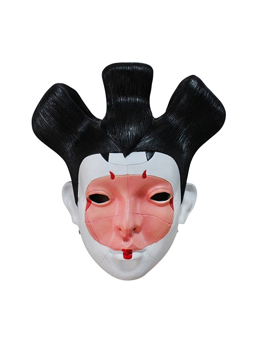 Hot Pot Tattoo in the Shell Japanese White Geisha Dress Up Haunted House Full Face Resin Mask - Magic Wardrobes