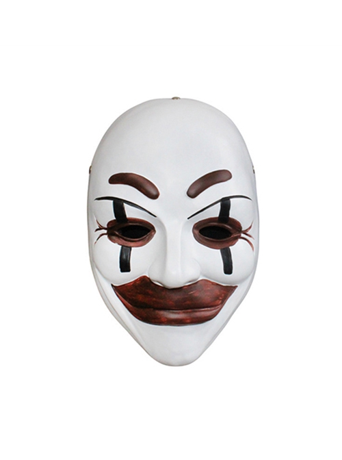 Movie Saw Same Paragraph Weird Red Swirl Cheeks White Face Murderer Mask Halloween Stage Performance Haunted House Masquerade Mask