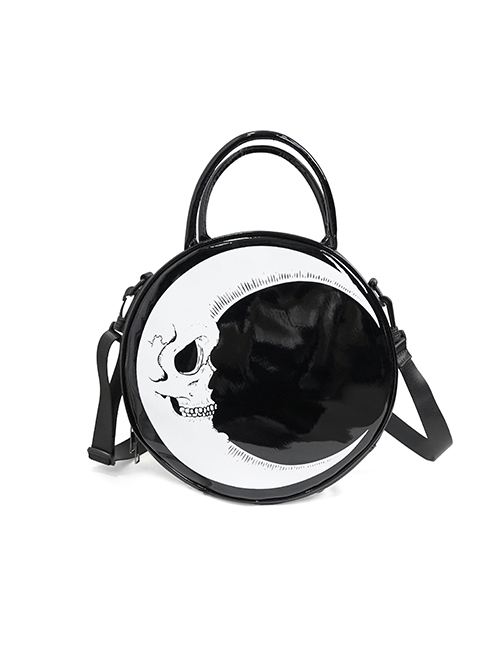 Retro Shoulder Bag Faux Leather Skull Embossed Stud Goth Backpack Tote  Handbag